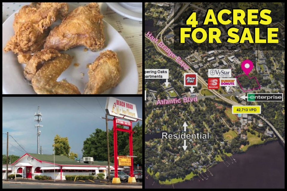 4 Acres & Restaurant Building For Sale